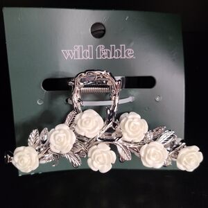 Wild Fable Silver and White Rose Hair Claw Clip Accessory